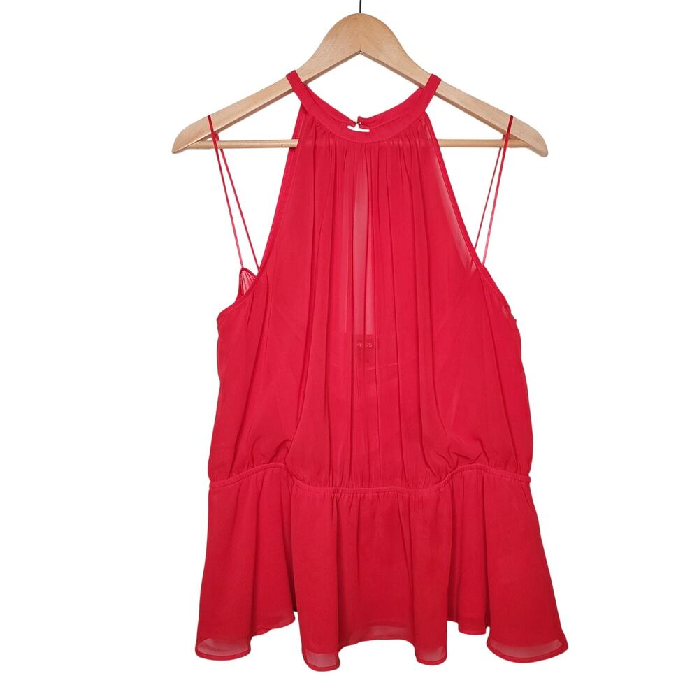 Express Red Sheer Strappy Layered Halter Top Women's Size XL